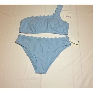 Women's XL Light Blue Cupshe One Shoulder Bikini Top & Bottom NWT